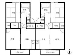 セジュールダイモンＡ 2階2DKの間取り