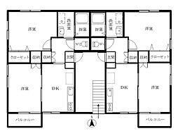 コーポ桂III　B 2階2DKの間取り