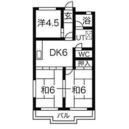 コーポ深谷 2階3DKの間取り