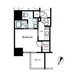 ララプレイス三宮ルミナージュ 2階1Kの間取り