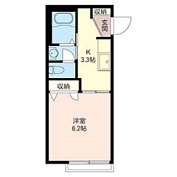 ウィンズ平間 00201 2階1Kの間取り