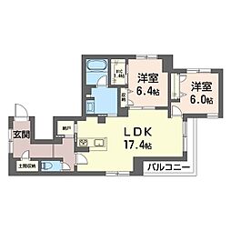 雪月花 1階2LDKの間取り