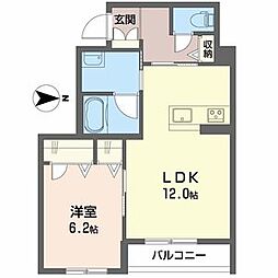 クレーンハピネス 2階1LDKの間取り