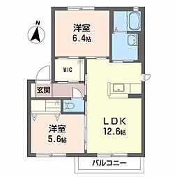 シャーメゾン和幸 2階2LDKの間取り