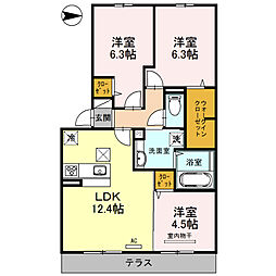ウチカイト 1階3LDKの間取り