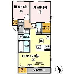 coats山本 102 1階2LDKの間取り