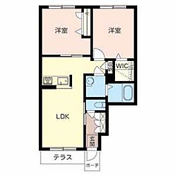 グリナージュガーデンＮ　II 1階2LDKの間取り