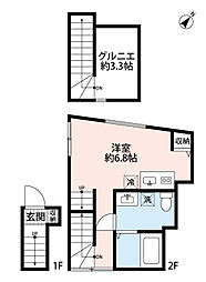 ハナテラス竹ノ塚 2階ワンルームの間取り