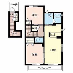 シャーメゾン和歌川 2階2LDKの間取り
