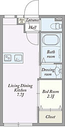 Argenta 1階1DKの間取り