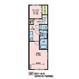 Maison de hibou D(メゾン ドゥ イブーD) 2階1Kの間取り