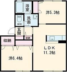 サウザンドタウン　Ａ棟 1階2LDKの間取り