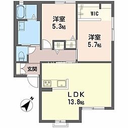 カトル・セゾンＫ 1階2LDKの間取り