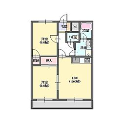 カーサノーヴァ 1階2LDKの間取り