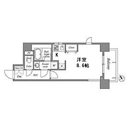 アーデン西天満 12階1Kの間取り