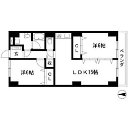 ビラ三秀 5階2LDKの間取り