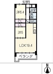 メゾン・ド・オーシマII 4階2LDKの間取り