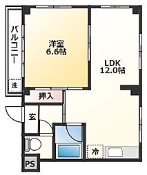 恒心ハイツ 2階1LDKの間取り