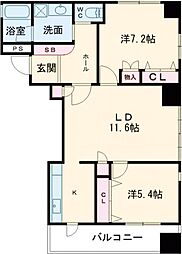 グランヴィル南千歳一番館 1階2LDKの間取り