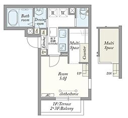 東武伊勢崎線 せんげん台駅 徒歩17分の賃貸マンション 3階1Kの間取り