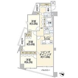 レジデンシャルステート北綾瀬パークビュー 2階3LDKの間取り