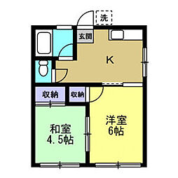 サンハイム習志野 1階2Kの間取り