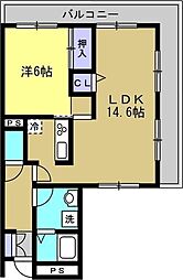 ネオハイツヴェルビュ郡山 7階1LDKの間取り