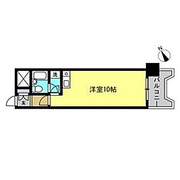 朝日プラザエザース中央II 6階ワンルームの間取り