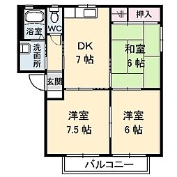アン・シャーリー　I 2階3DKの間取り