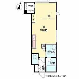 シャーメゾン城内 1階ワンルームの間取り