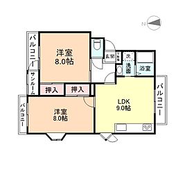 メゾン・ド・アミティエ 302 3階2LDKの間取り