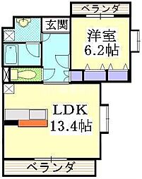 グラニテ 3階1LDKの間取り