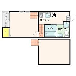 仙台市営南北線 愛宕橋駅 徒歩5分の賃貸アパート 2階1Kの間取り