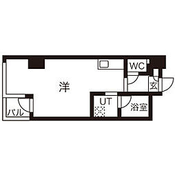 シャトーヨサミ 4階1Kの間取り