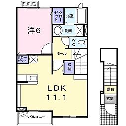 クレイン浄水 2階1LDKの間取り