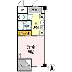 Ｆｉｚｚ 2階1Kの間取り