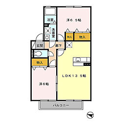 ヴェルドミール・大山 2階2LDKの間取り