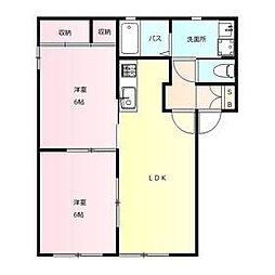 パーシモン　Ａ 1階2LDKの間取り