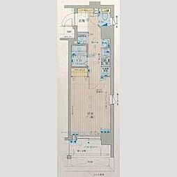 アクロス京都七条鴨川御苑 4階1Kの間取り