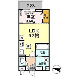 Ｅ-comfort Ｆlat 1階1LDKの間取り