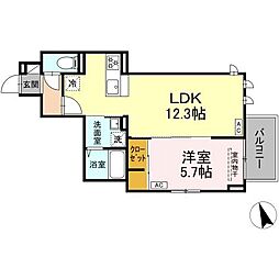 Asset-Court調布ヶ丘 2階1LDKの間取り