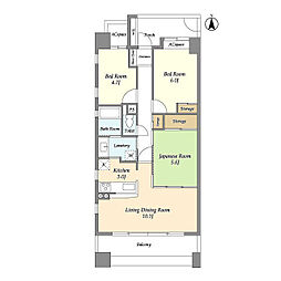 JR京浜東北・根岸線 川口駅 徒歩5分の賃貸マンション 5階3LDKの間取り