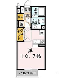 京都丹後鉄道宮福線 福知山市民病院口駅 徒歩9分の賃貸アパート 2階ワンルームの間取り