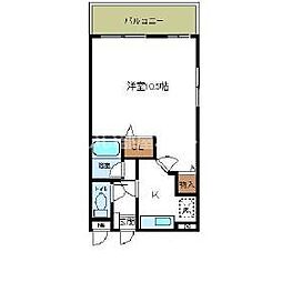 サンフラワーハイツ10 3階1Kの間取り