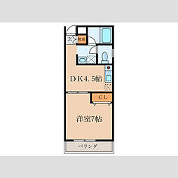 メゾンK 1階1DKの間取り