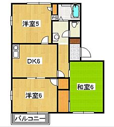 東武伊勢崎線 剛志駅 徒歩22分の賃貸アパート 2階3DKの間取り