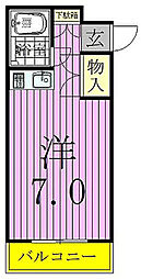 オークハイツ 3階ワンルームの間取り