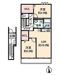 東武東上線 朝霞台駅 バス5分 宮戸橋下車 徒歩1分の賃貸アパート 2階2LDKの間取り
