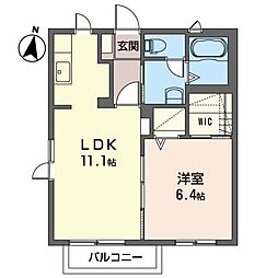 グランバリエＡ 1階1LDKの間取り