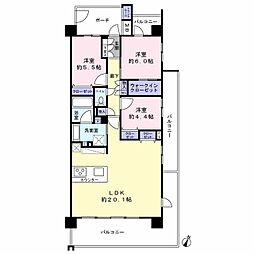 ウィザースレジデンス袖ケ浦II 6階3LDKの間取り